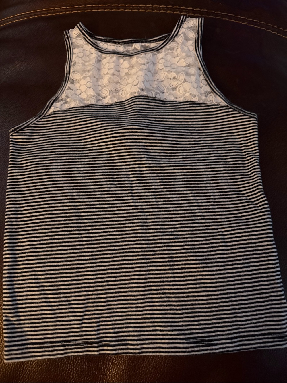 Abercrombie Kids’s Black & White Striped Tank with Lace Yoke